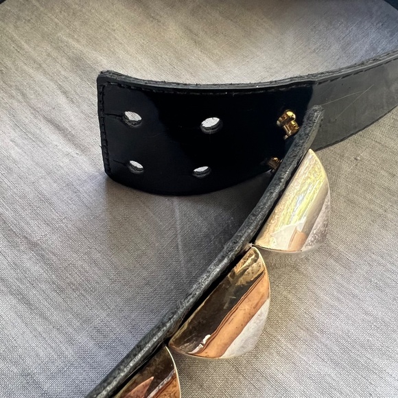 CC SKYE Silver Plated Black Patent Leather Studded Belt main image 6